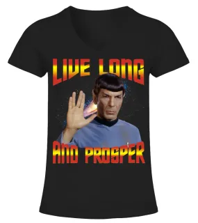 010 Star Trek Live Long And Prosper Camiseta cuello pico Mujer