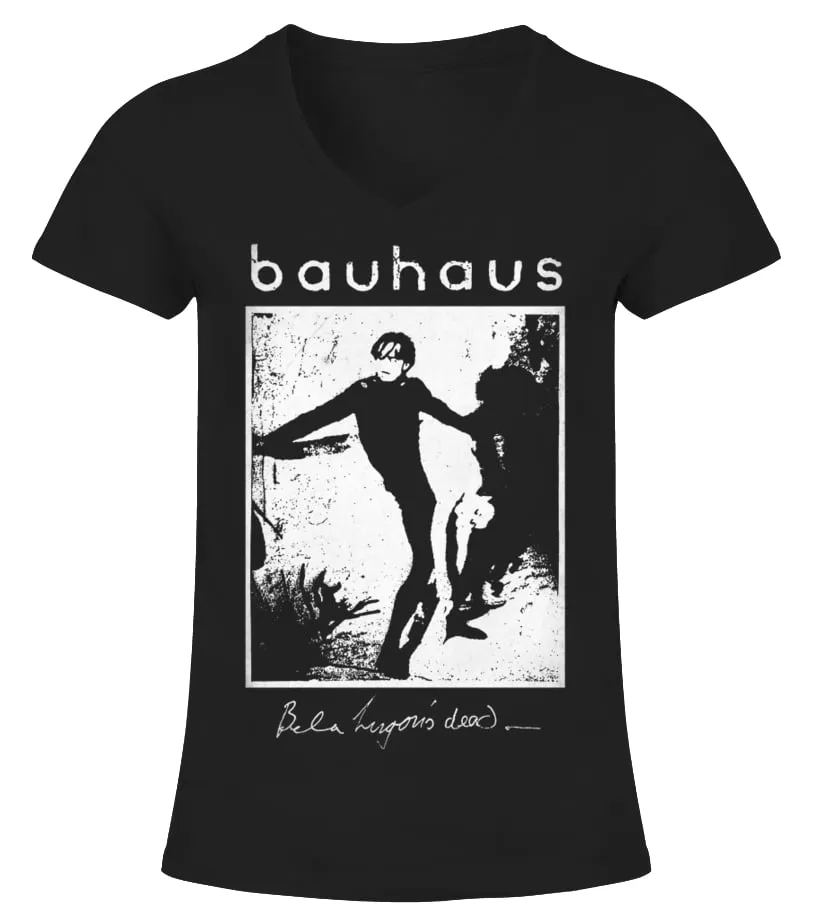 100IB091BK. BAUHAUS, “BELA LUGOSI’S DEAD” CAMISETA CUELLO PICO MUJER