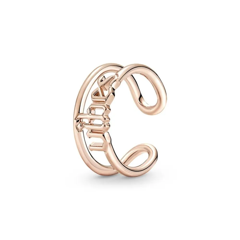 Anillo con un recubrimiento en oro rosa de 14k Vibes Abierto Pandora ME