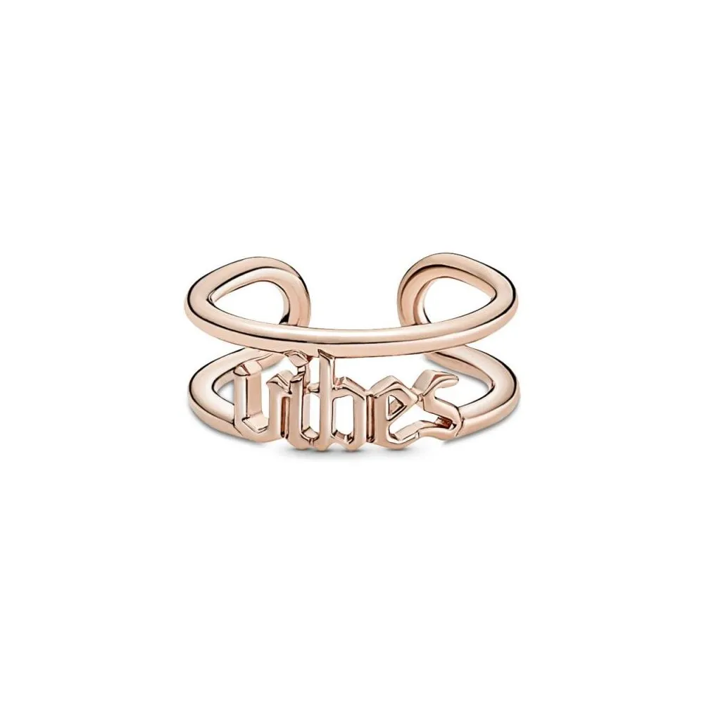 Anillo con un recubrimiento en oro rosa de 14k Vibes Abierto Pandora ME