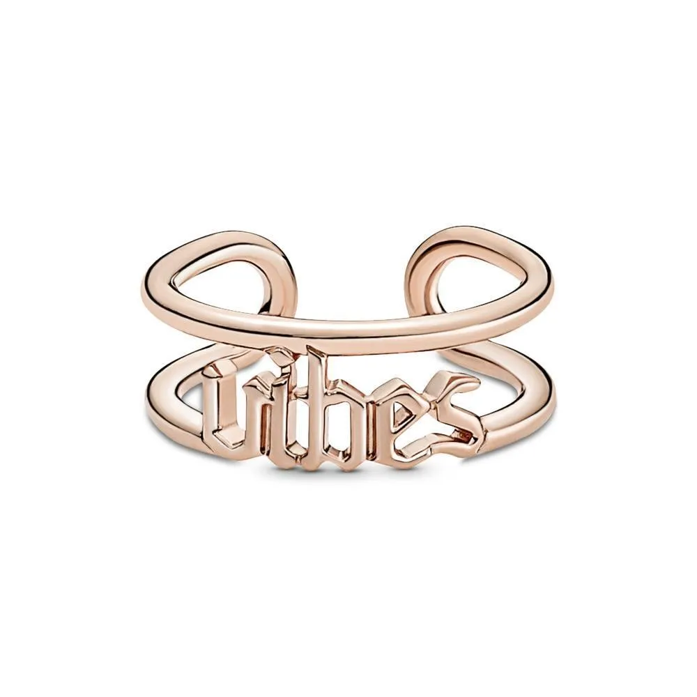 Anillo con un recubrimiento en oro rosa de 14k Vibes Abierto Pandora ME