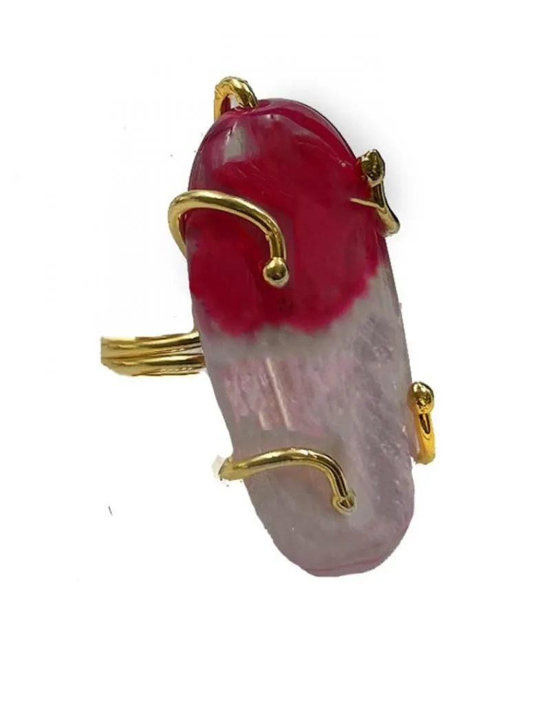 ANILLOS DORADOS DE MUJER CON PIEDRA NATURAL EN TONOS ROSAS