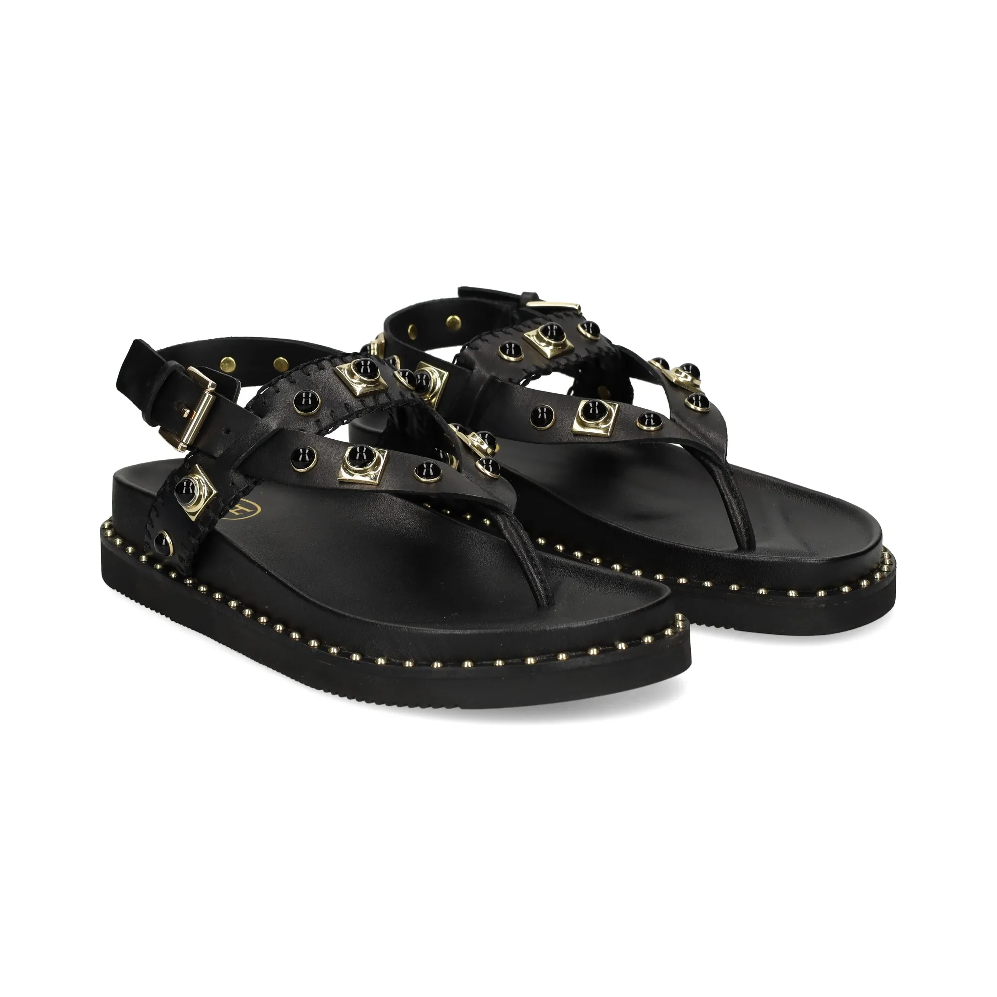 ASH Sandalias planas de Mujer 01 BLACK/GOLD