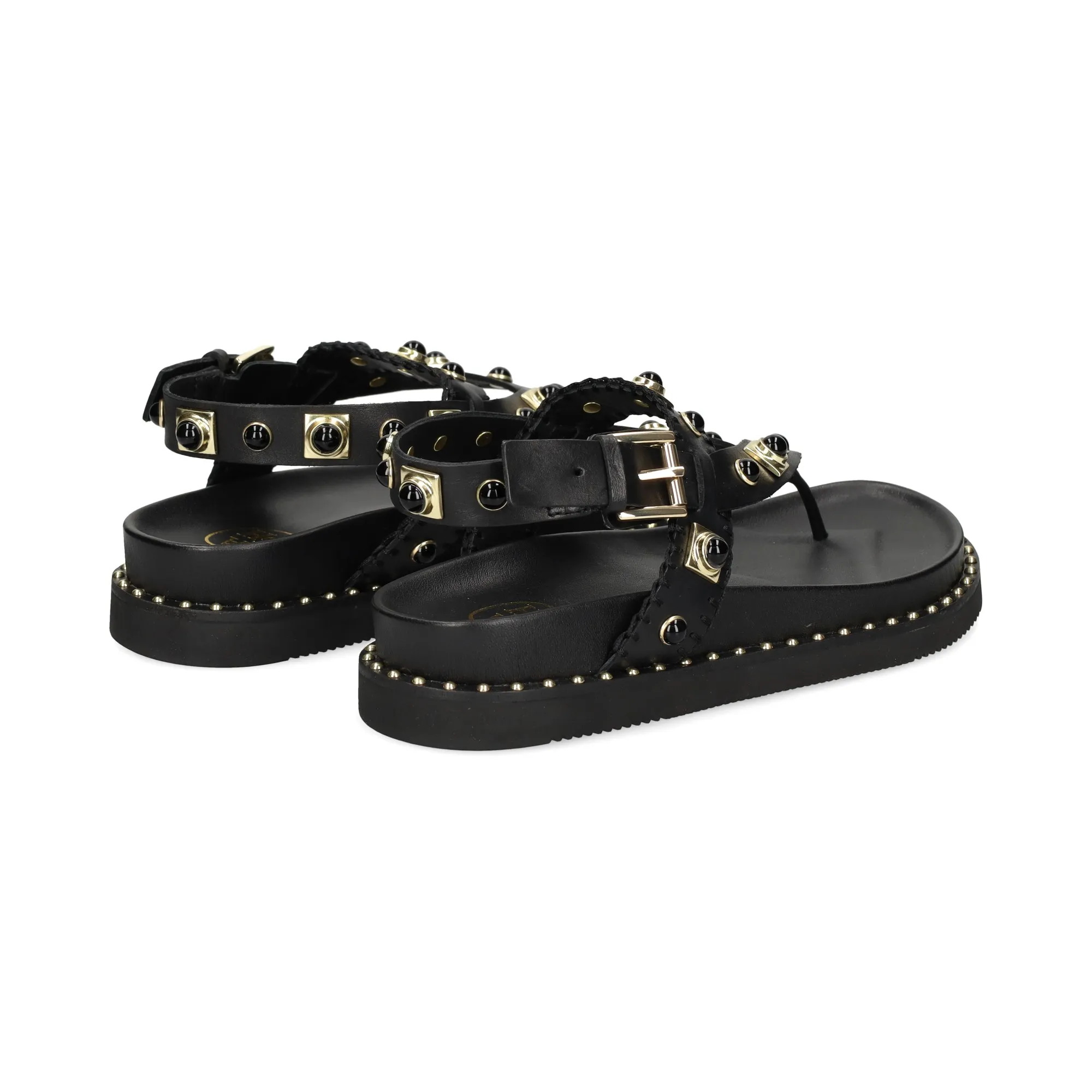 ASH Sandalias planas de Mujer 01 BLACK/GOLD