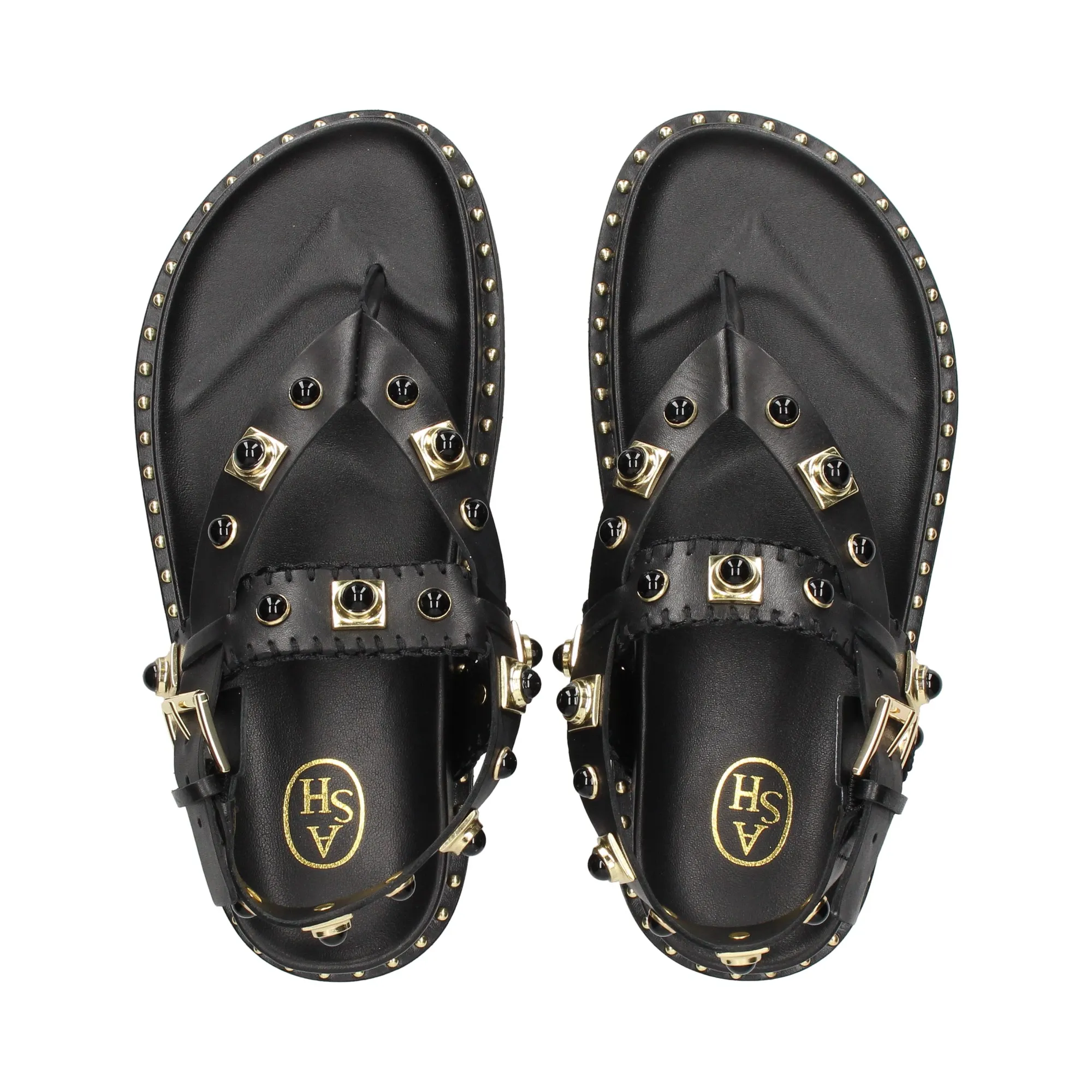 ASH Sandalias planas de Mujer 01 BLACK/GOLD