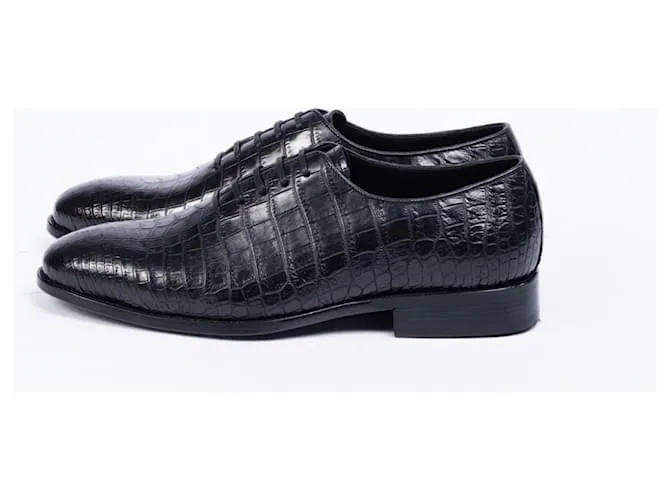 Autre Marque Zapatos Oxford de lujo de cuero de cocodrilo talla 44 Negro 