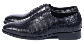 Autre Marque Zapatos Oxford de lujo de cuero de cocodrilo talla 44 Negro 