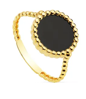 Bague femme Or Jaune 18K Black Caviar Dot