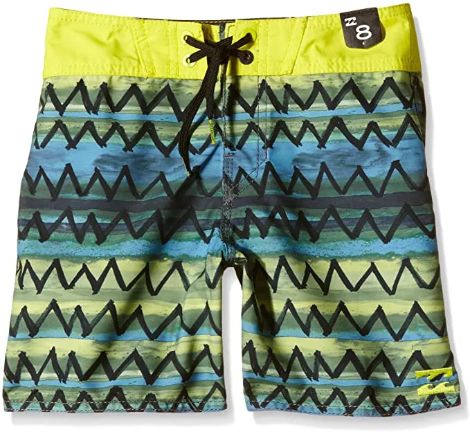 Bañador BILLABONG surfero niño Short elástico ZIGZAG 15″ Ref. W2BS03 negro/amarillo