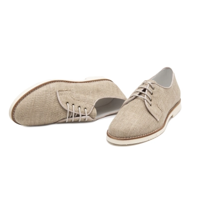 Blucher comunion niño lino beige tostado