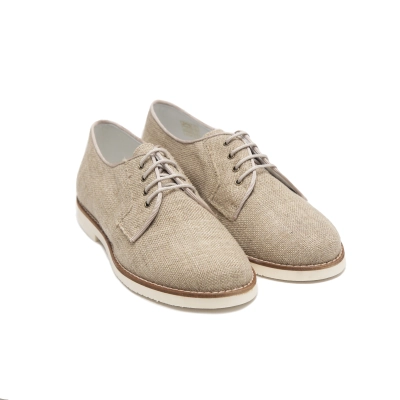 Blucher comunion niño lino beige tostado