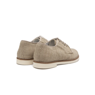 Blucher comunion niño lino beige tostado