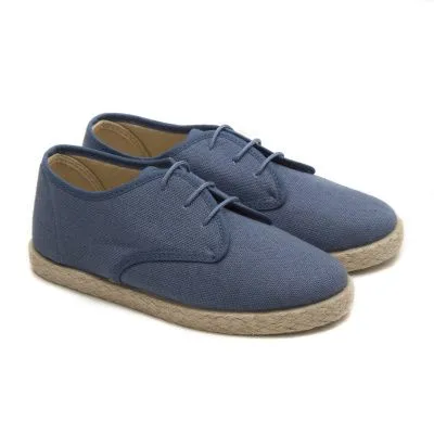 Blucher niño esparto lino azul iris