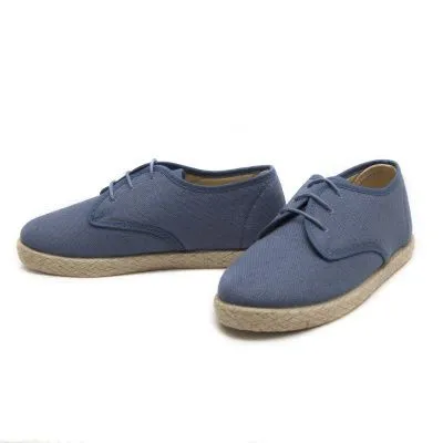 Blucher niño esparto lino azul iris