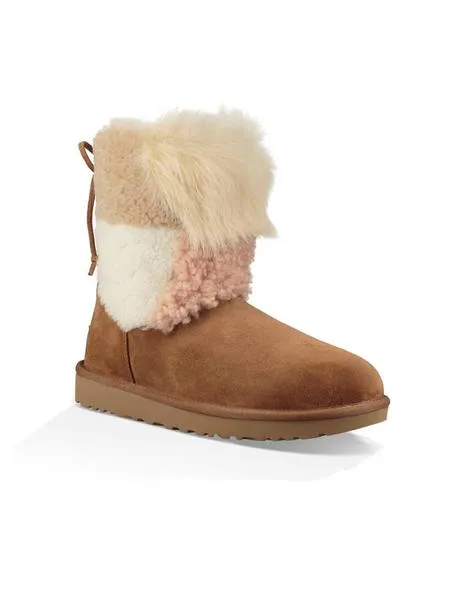 bot ugg classic short patchwork fluff