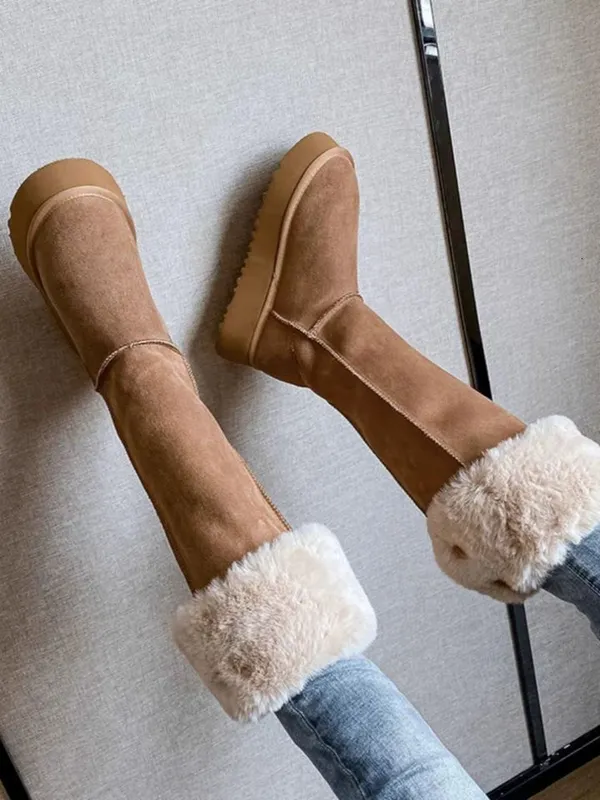 Botas de nieve de tubo largo del noreste para mujeres, 2024 edición de otoño e invierno, celebridades de Internet, dos usan zapa