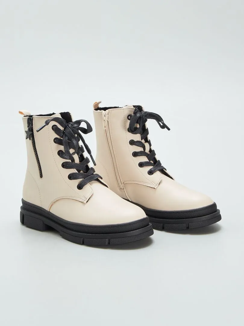 Botines de estilo militar - BEIGE