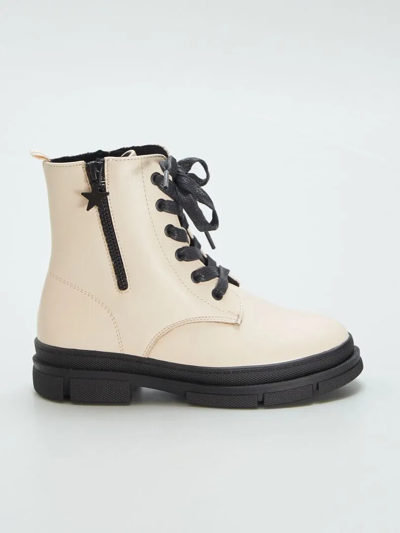 Botines de estilo militar - BEIGE