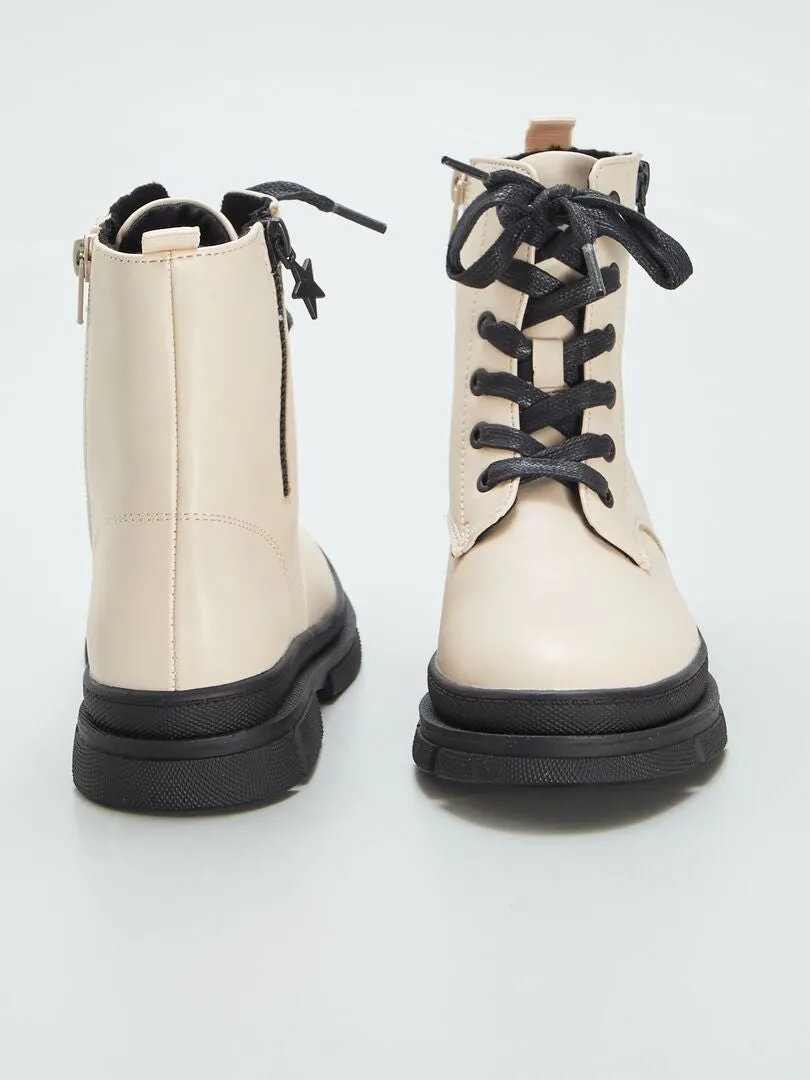 Botines de estilo militar - BEIGE