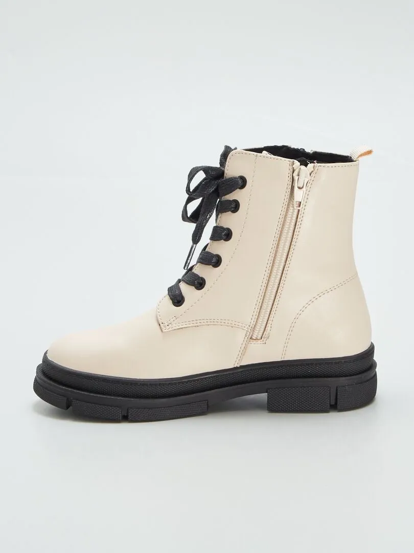 Botines de estilo militar - BEIGE