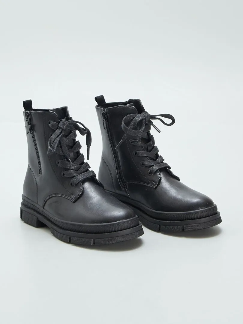 Botines de estilo militar - NEGRO