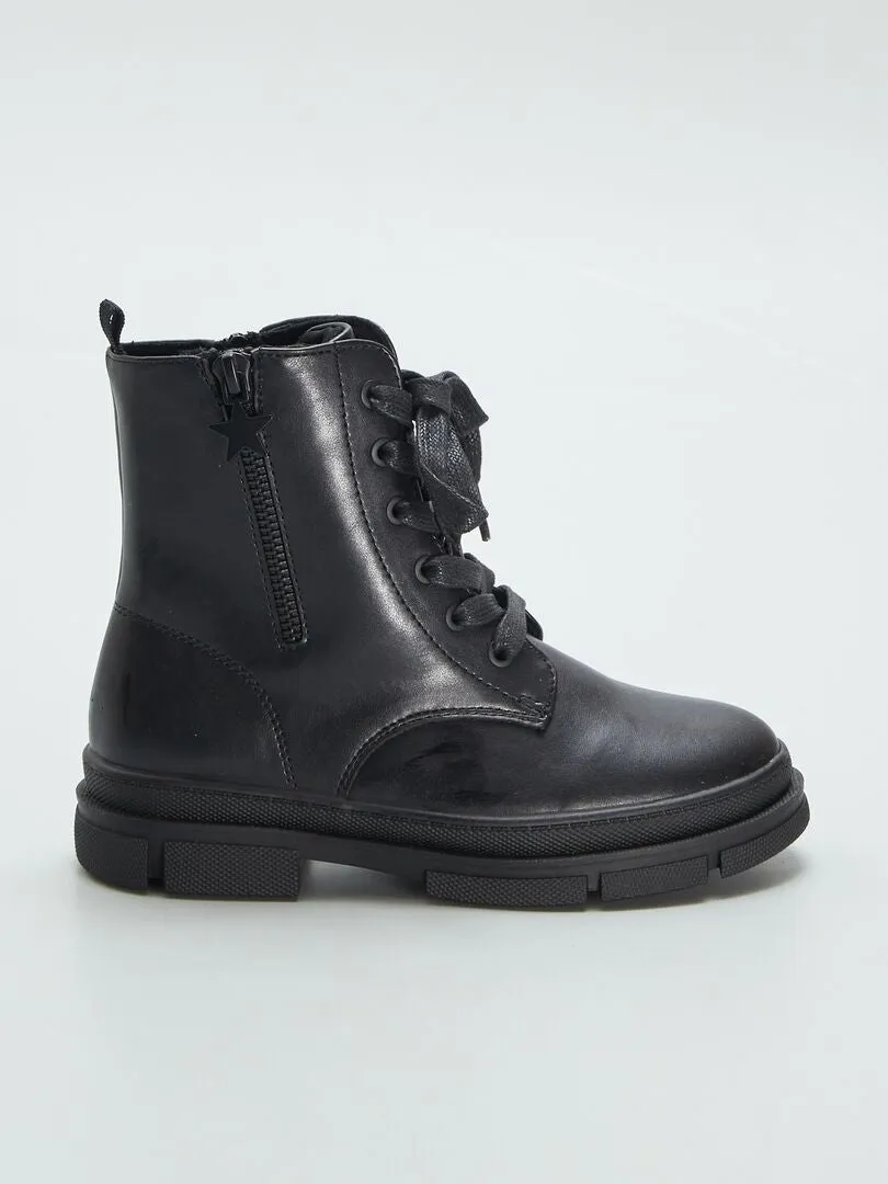 Botines de estilo militar - NEGRO