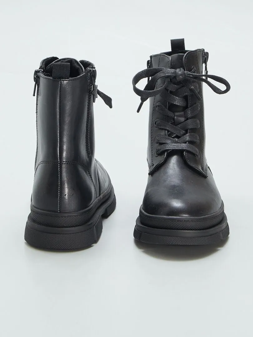 Botines de estilo militar - NEGRO