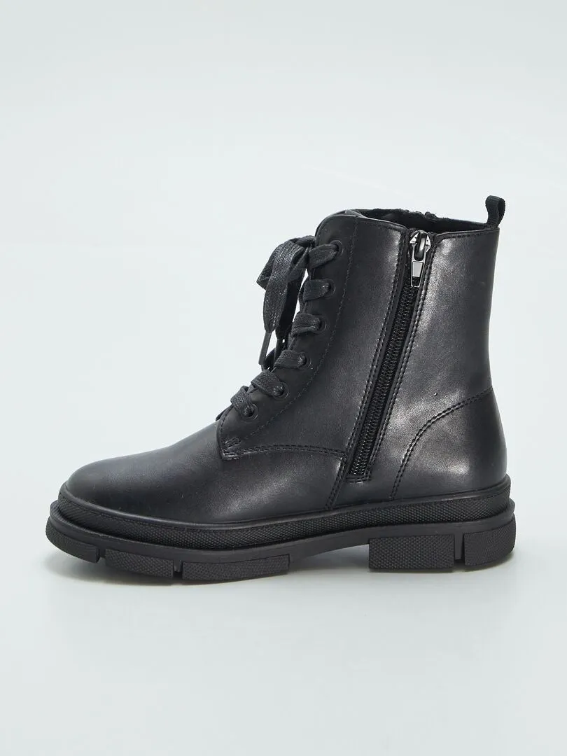 Botines de estilo militar - NEGRO