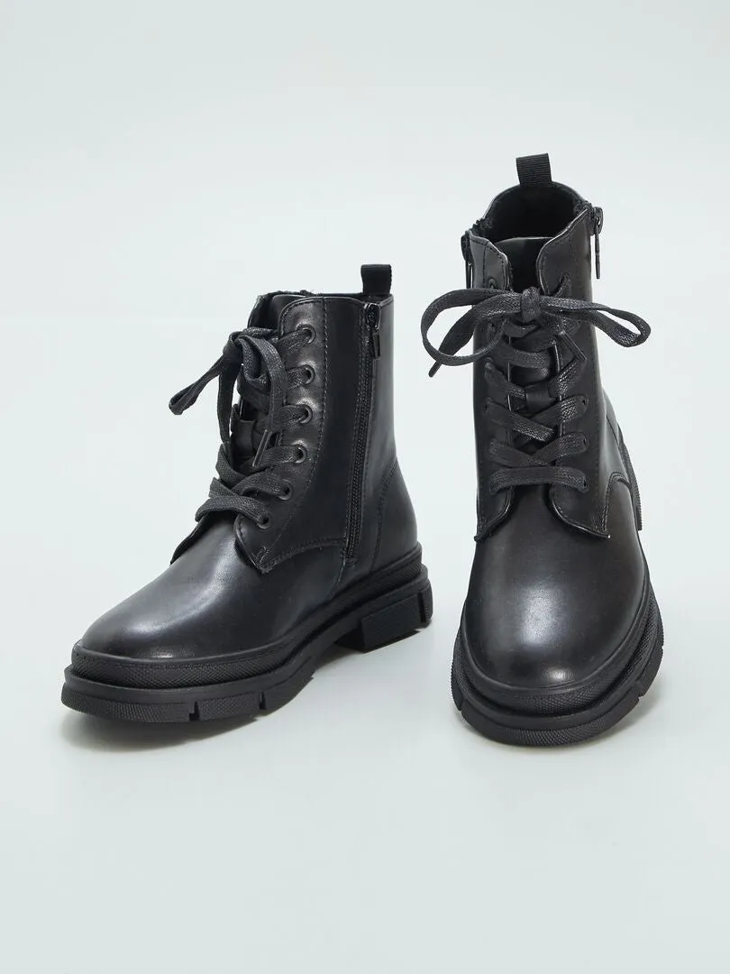 Botines de estilo militar - NEGRO