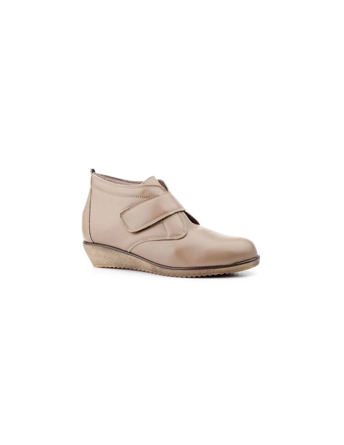 Botines Mujer Confort Velcro Taupe