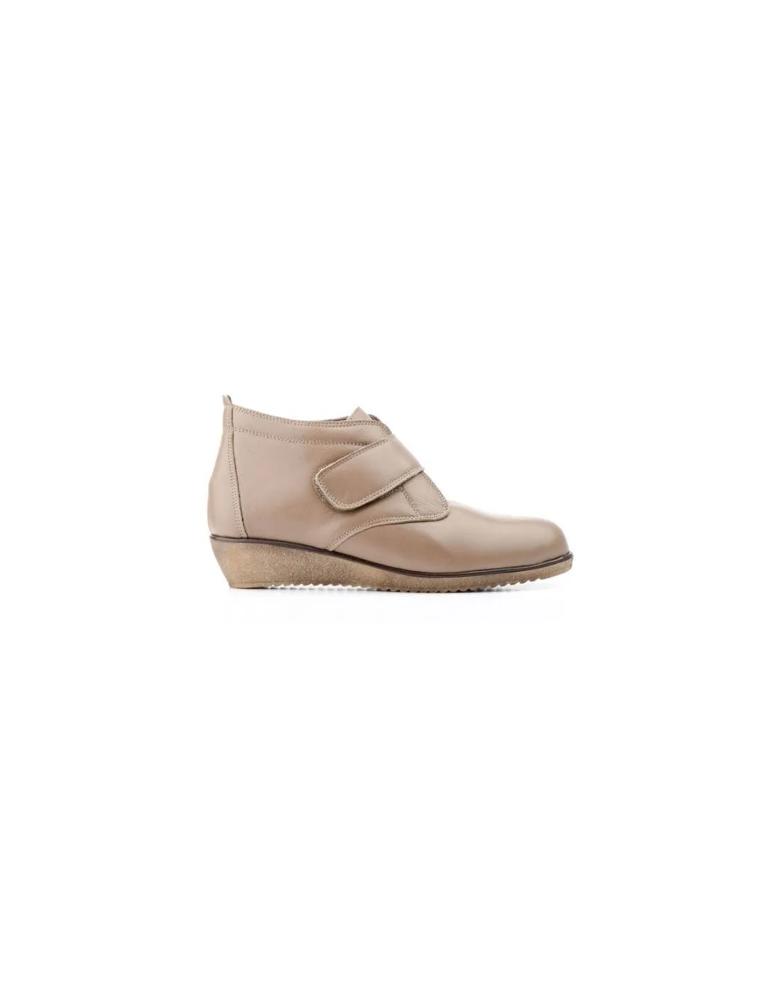 Botines Mujer Confort Velcro Taupe