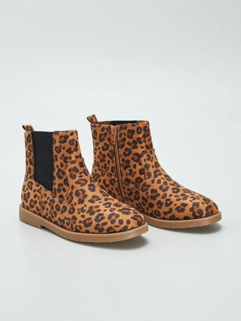 Botines tipo chelsea 'leopardo' - MARRON