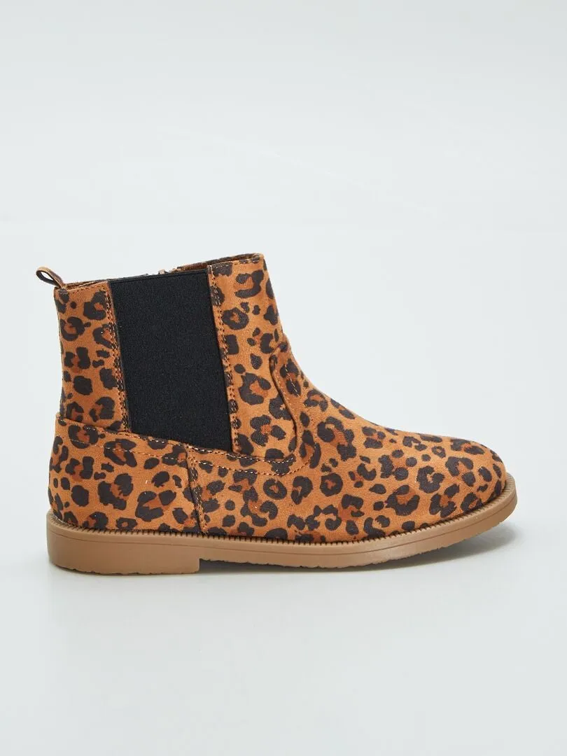 Botines tipo chelsea 'leopardo' - MARRON