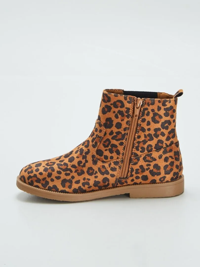 Botines tipo chelsea 'leopardo' - MARRON