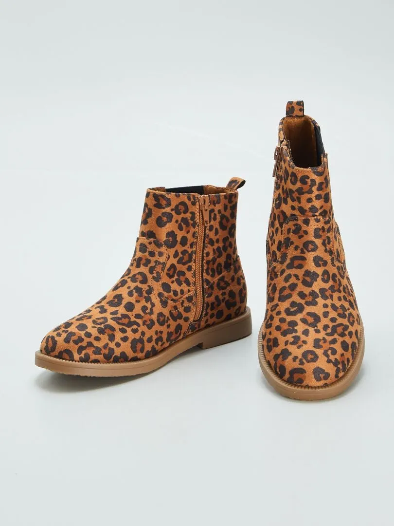 Botines tipo chelsea 'leopardo' - MARRON