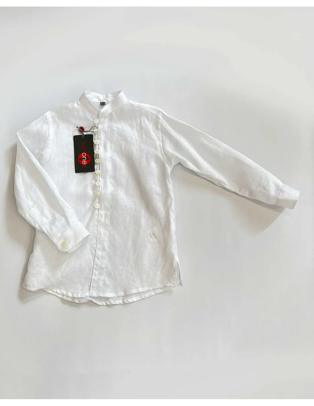 Camisa Niño Lino Blanca Cuello Mao Varones