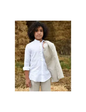 Camisa Niño Lino Blanca Cuello Mao Varones