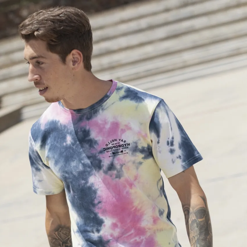 Camiseta Hombre HYDROPONIC manga corta GOOD VIBES TIE DYE BLUE YELLOW Ref. 21505-02 azul degradado