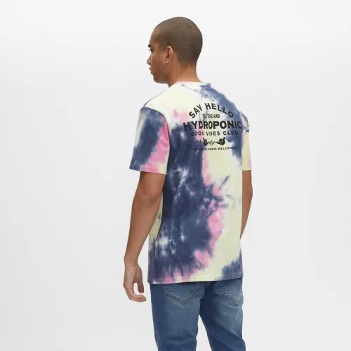 Camiseta Hombre HYDROPONIC manga corta GOOD VIBES TIE DYE BLUE YELLOW Ref. 21505-02 azul degradado