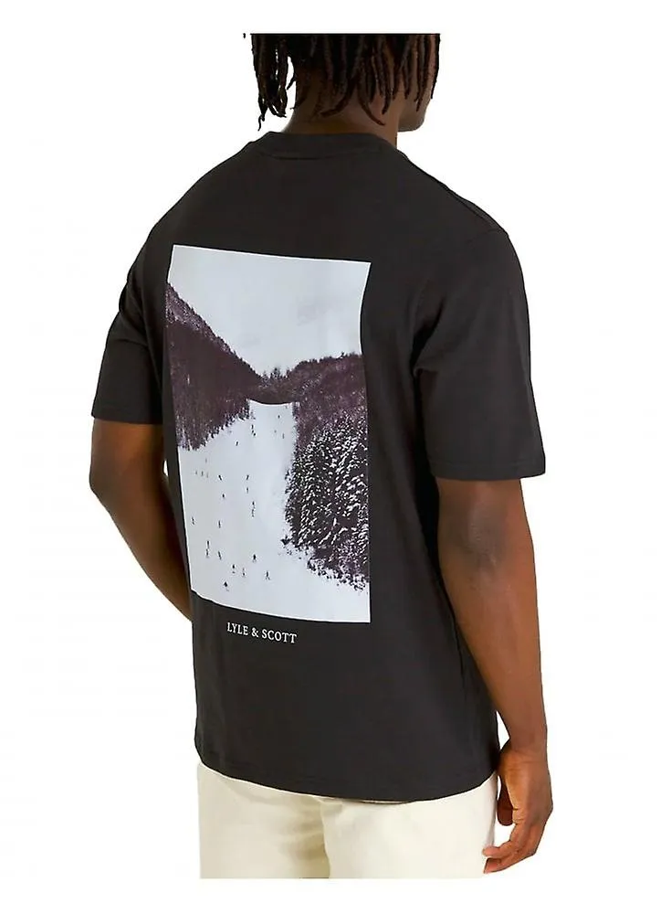 Camiseta Lyle & Scott Ski Slope Graphic para hombre Ajuste oversize negro hielo