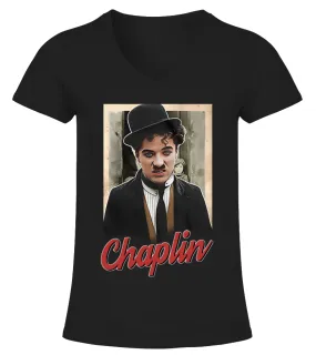 Charlie Chaplin 21 BK Camiseta cuello pico Mujer