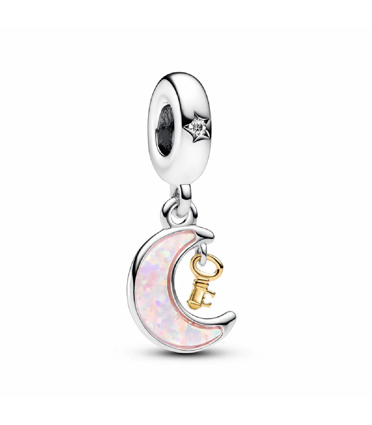 Charm colgante Pandora Llave y Luna de dos tonos - 762985C01