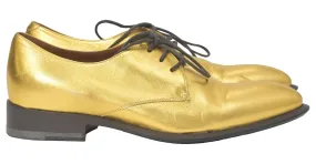 Dries Van Noten Zapatos Oxford con cordones Celine en cuero metálico dorado 