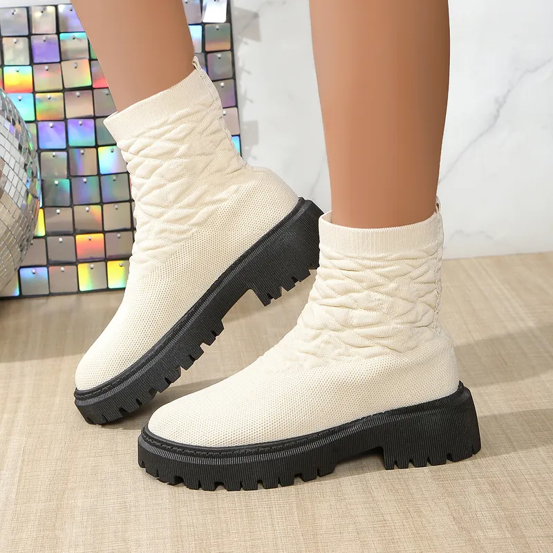 Envío gratis Nuevos diseñadores Botas para mujer Botas de nieve de invierno zapatos de algodón de peludo cálido calcetines elást