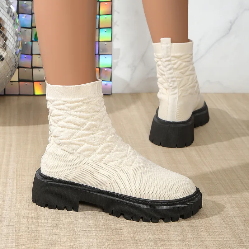 Envío gratis Nuevos diseñadores Botas para mujer Botas de nieve de invierno zapatos de algodón de peludo cálido calcetines elást