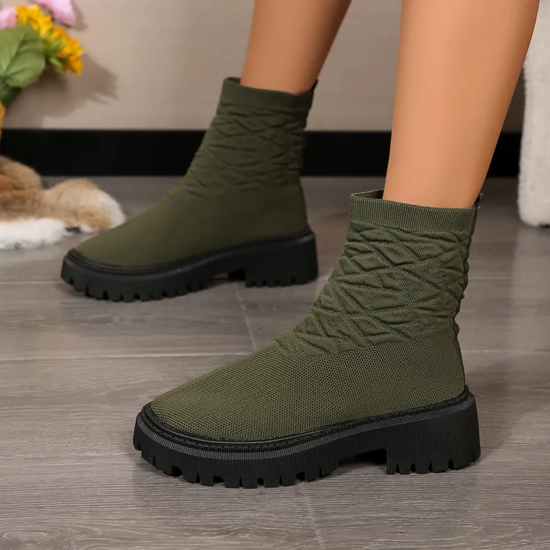 Envío gratis Nuevos diseñadores Botas para mujer Botas de nieve de invierno zapatos de algodón de peludo cálido calcetines elást