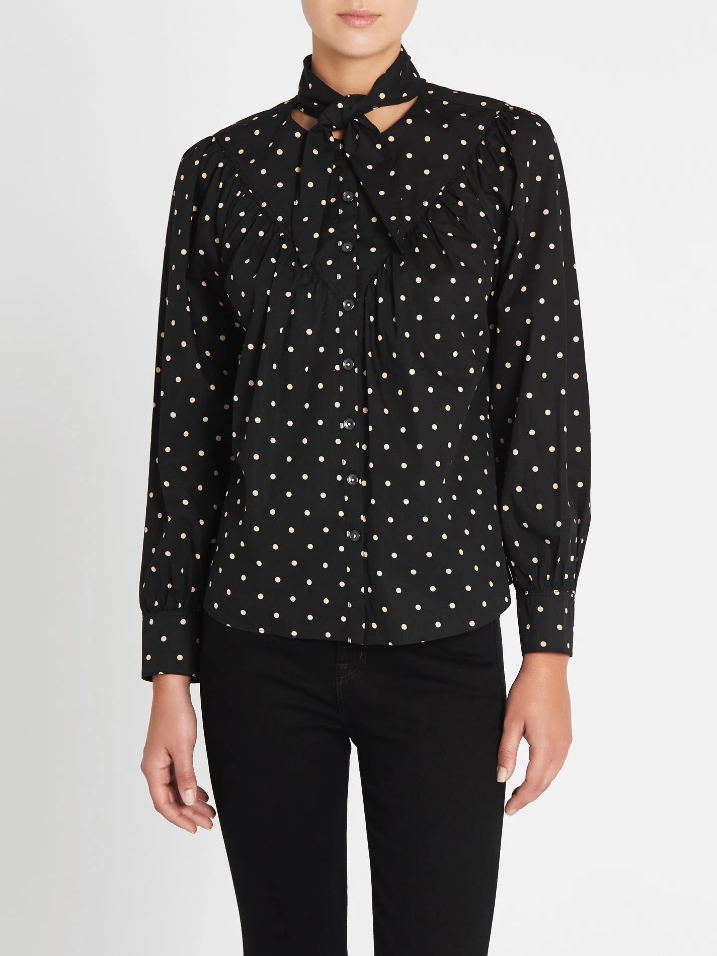 Estelle Dot Scarf Neck Top