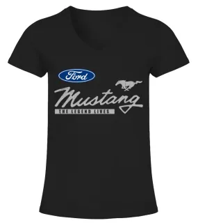 Ford Mustang The Legend Lives BK Camiseta cuello pico Mujer