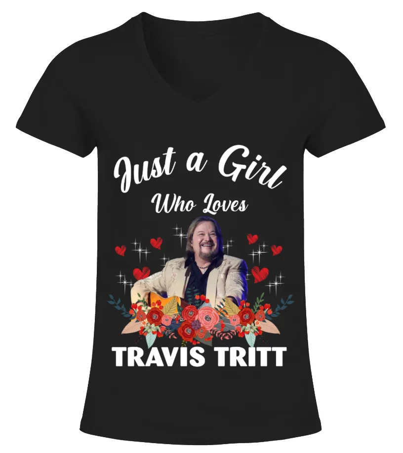 GIRL WHO LOVES TRAVIS TRITT Camiseta cuello pico Mujer