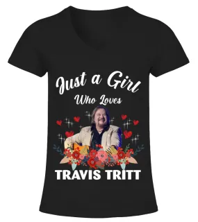 GIRL WHO LOVES TRAVIS TRITT Camiseta cuello pico Mujer